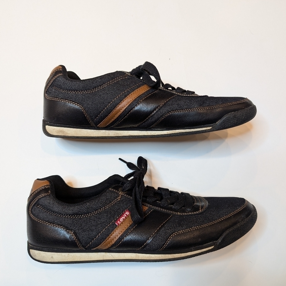 Levi’s Men’s Size 10.5 Lace-up Dark Denim & Caramel Brown Leather Shoe